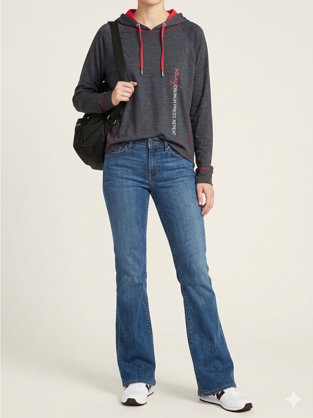 Atmosphere Women's Dark Gray Hoodie with Pink Accents